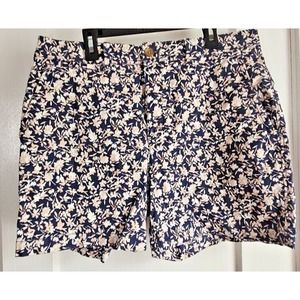 banana republic‎ women Sz 10 floral print shorts cotton khaki inseam 5"